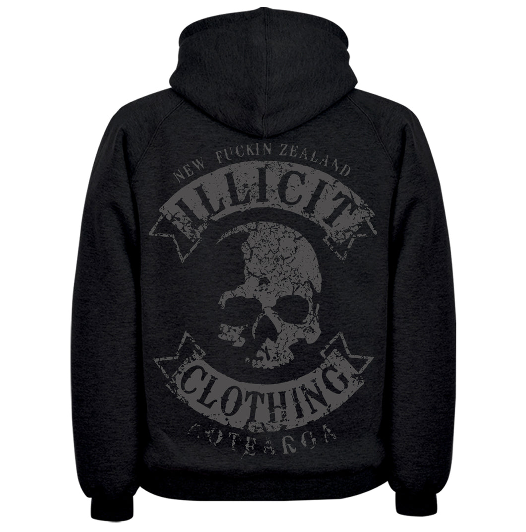 New F Zealand Black on Black print Hood/Crew