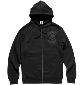 New F Zealand Zip Hood - Black on Black Print